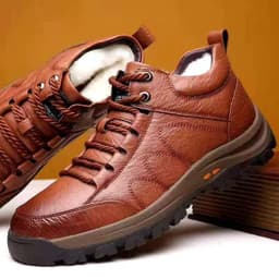 image-Men's High Top Casual Hiking Shoes Thick Sole Lace Up Brown Cotton