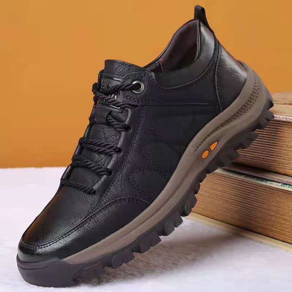 image-Men's High Top Casual Hiking Shoes Thick Sole Lace Up Brown Cotton