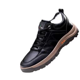 image-Men's High Top Casual Hiking Shoes Thick Sole Lace Up Brown Cotton