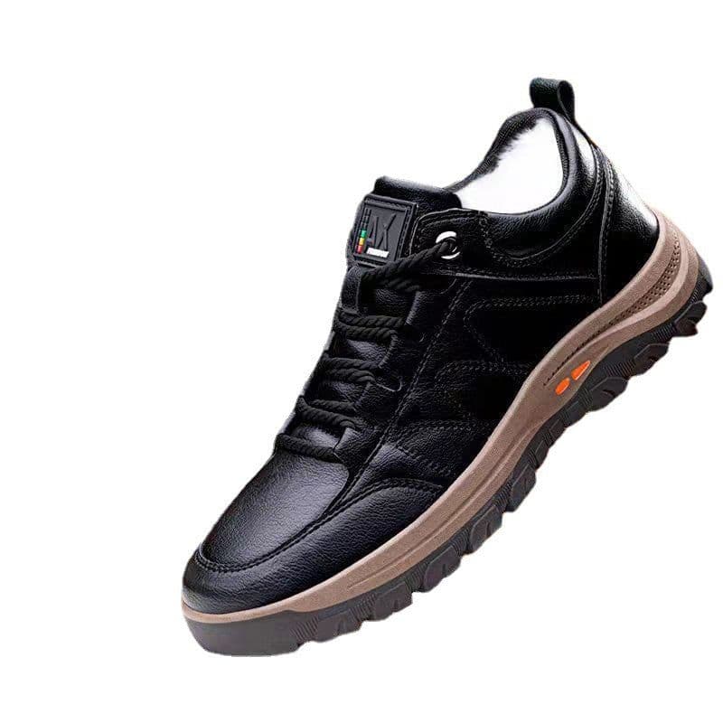 image-Men's High Top Casual Hiking Shoes Thick Sole Lace Up Brown Cotton