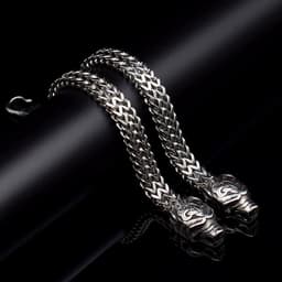image-Men's Stainless Steel Wolf Head Bracelet Viking Hip Hop Style