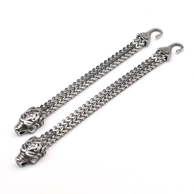 image-Men's Stainless Steel Wolf Head Bracelet Viking Hip Hop Style