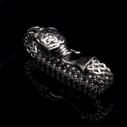 image-Men's Stainless Steel Wolf Head Bracelet Viking Hip Hop Style
