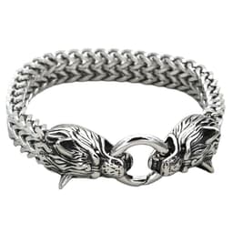 image-Viking Legend Stainless Steel Wolf Head Bracelet Titanium Steel