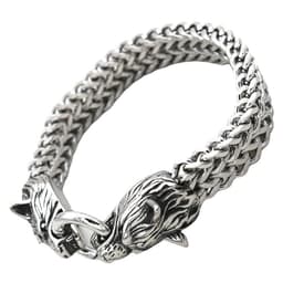 image-Viking Legend Stainless Steel Wolf Head Bracelet Titanium Steel
