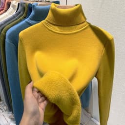 image-Women's High-Neck Knitted Sweater Long Sleeve Pullover Top