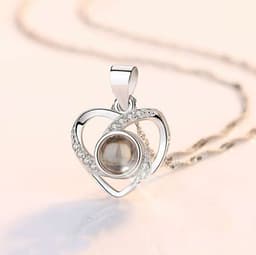 image-S925 Sterling Silver I Love You Projection Heart Necklace