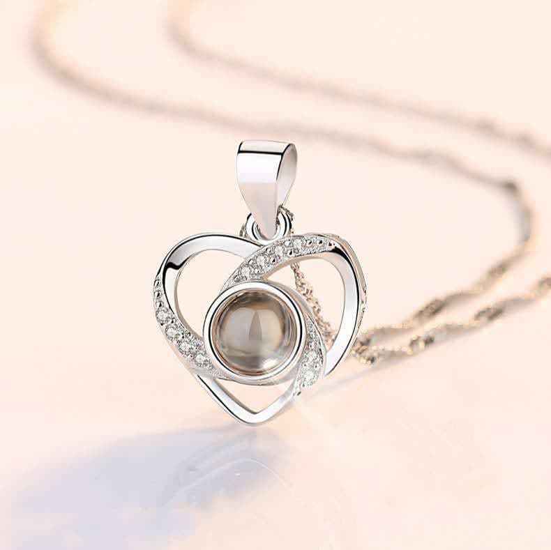 image-S925 Sterling Silver I Love You Projection Heart Necklace