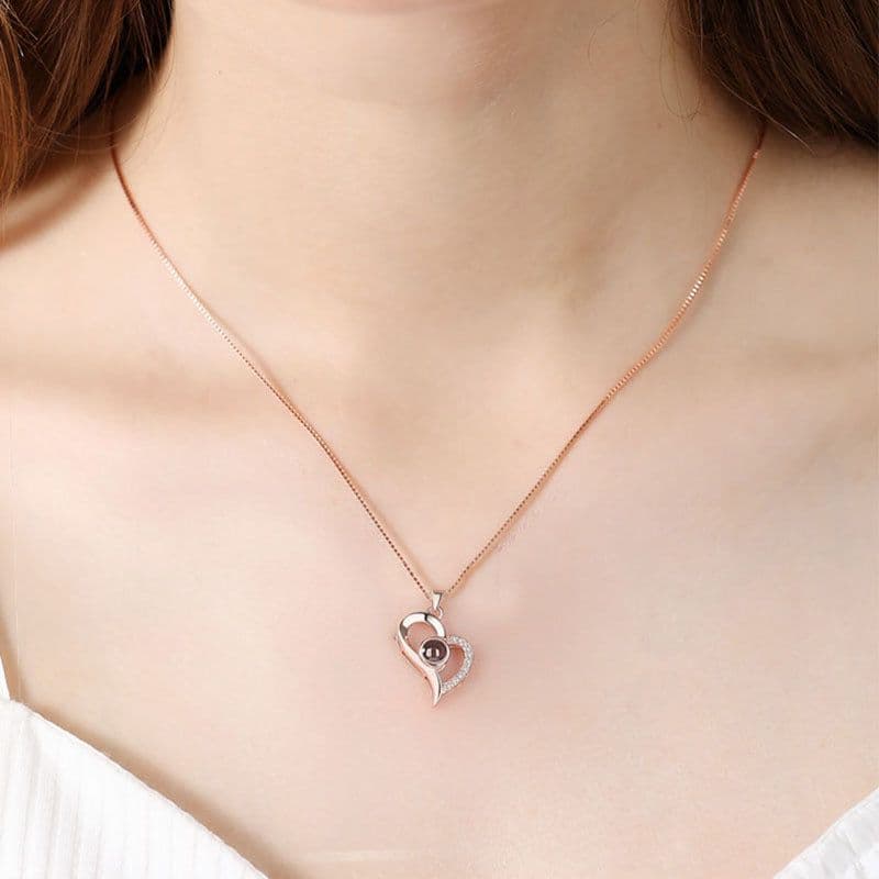 image-S925 Sterling Silver I Love You Projection Heart Necklace