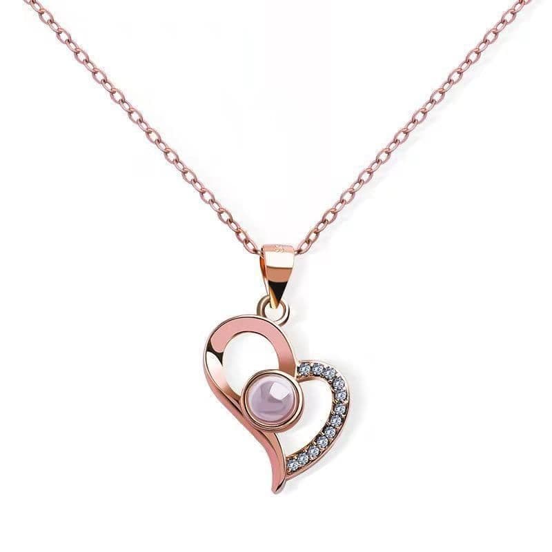 image-S925 Sterling Silver I Love You Projection Heart Necklace