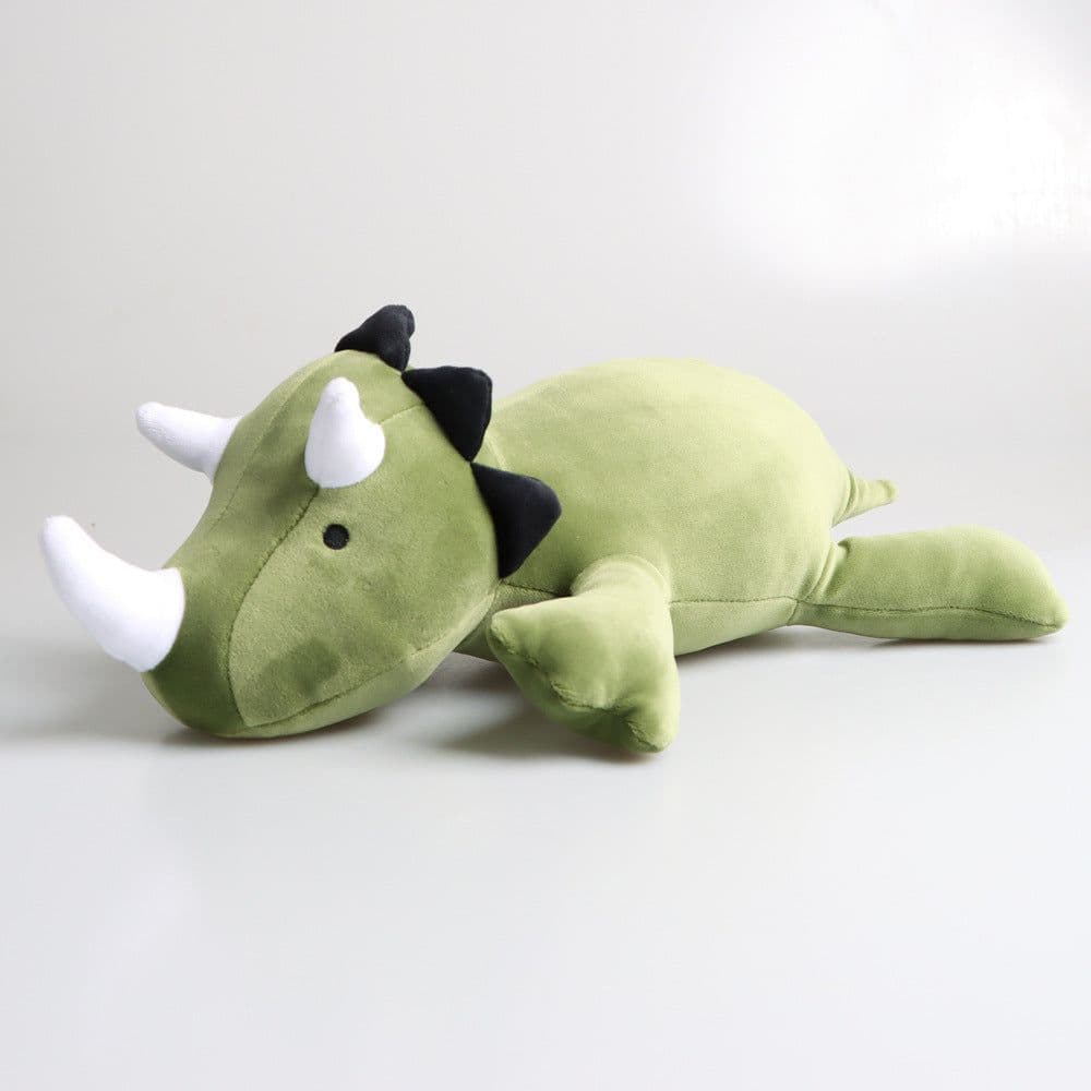 image-Weighted Dinosaur Plush Toy Triceratops Doll 60cm Beige