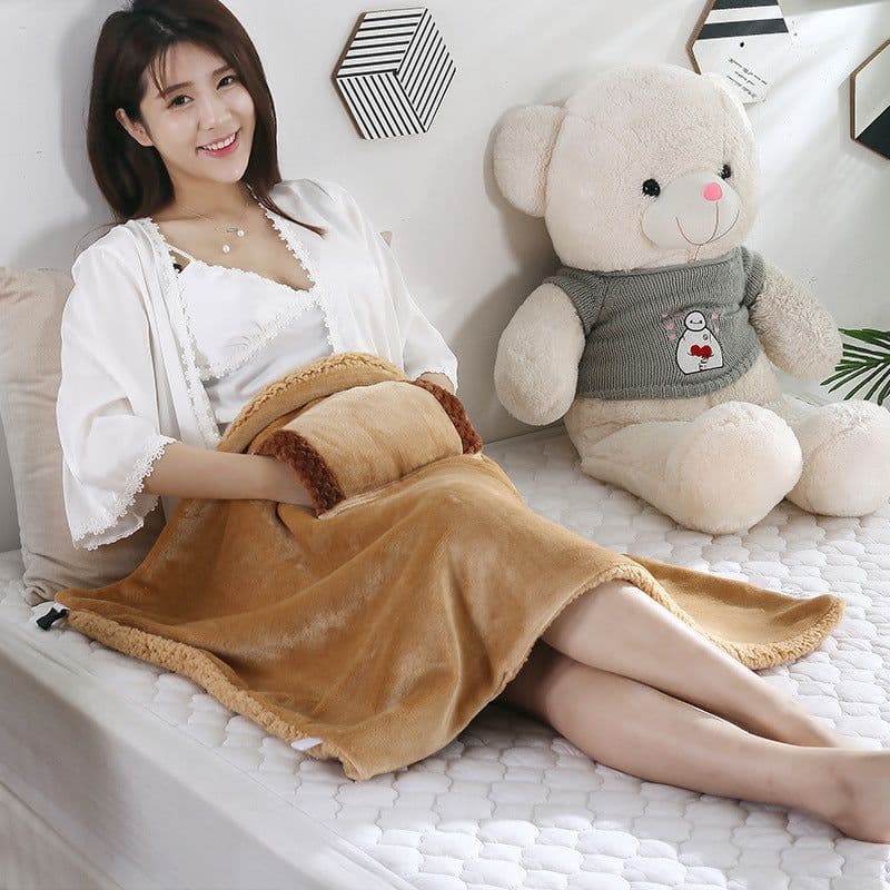 image-USB Electric Heating Blanket 5V 60x80cm Washable Camel