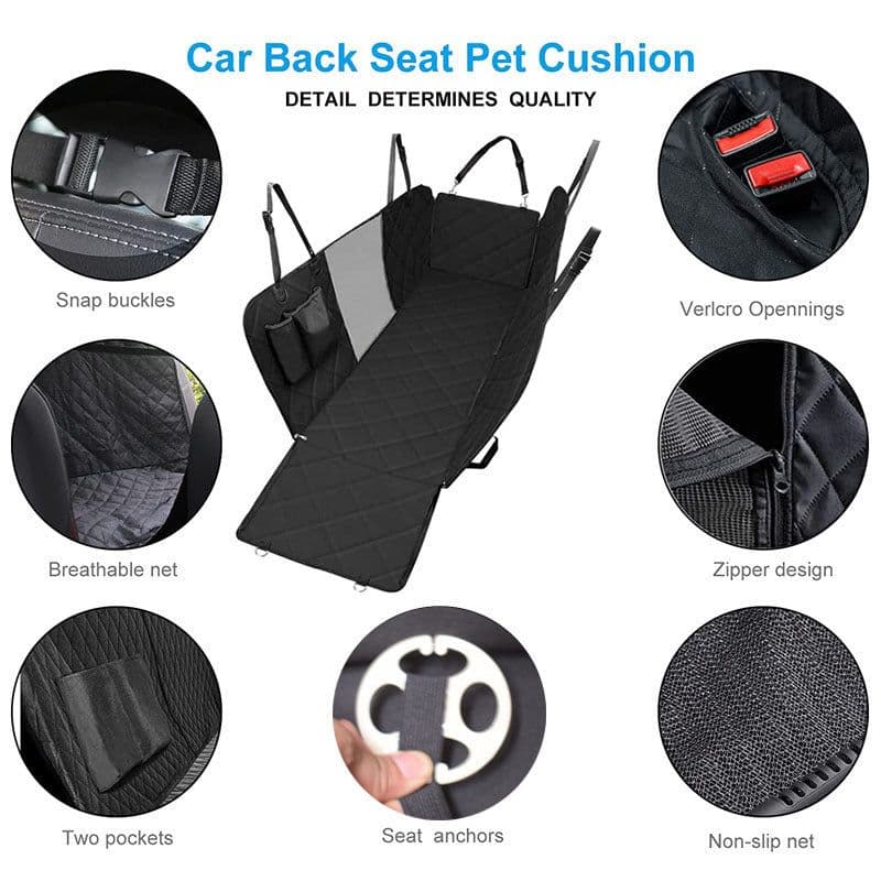 image-Dog Car Seat Cover Waterproof Quilted 153x143cm Black