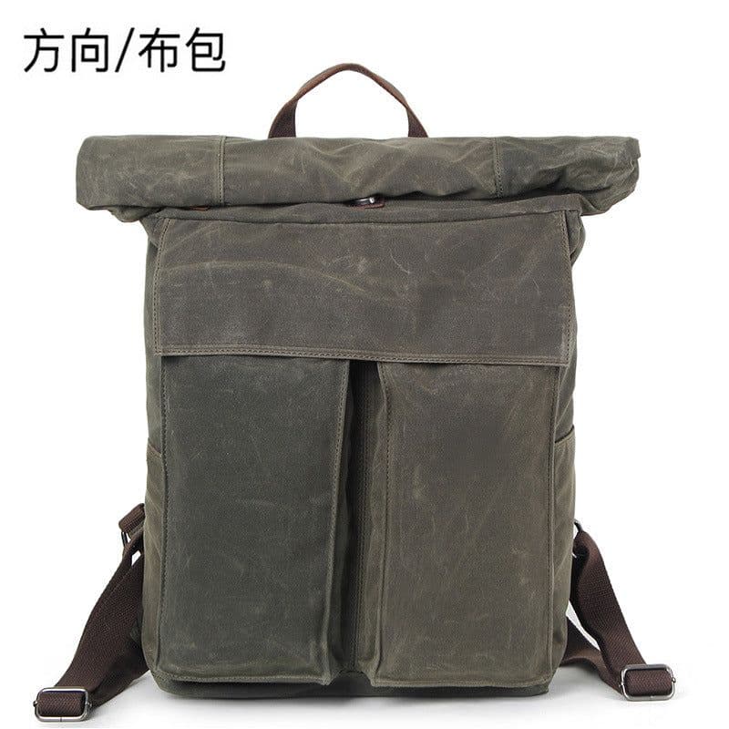 image-Direction Canvas Backpack Retro School Bag 36-55L