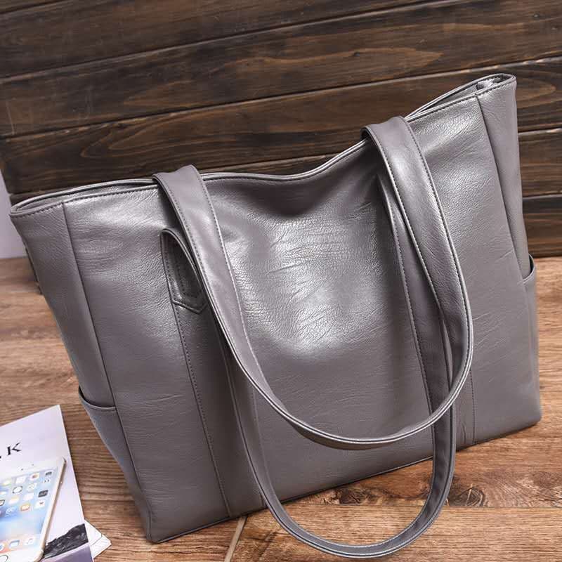 image-Women's PU Leather Shoulder Bag Large Capacity Tote Messenger