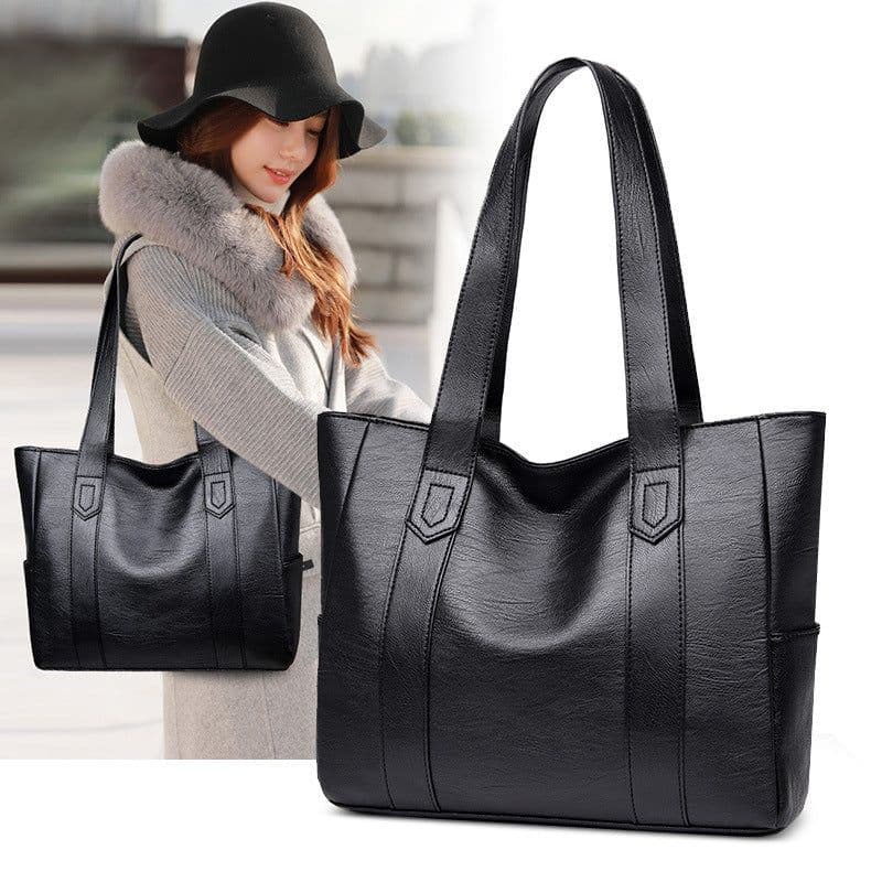 image-Women's PU Leather Shoulder Bag Large Capacity Tote Messenger