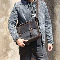 image-Genuine Leather Backpack Briefcase Business Bag Top Layer Cowhide