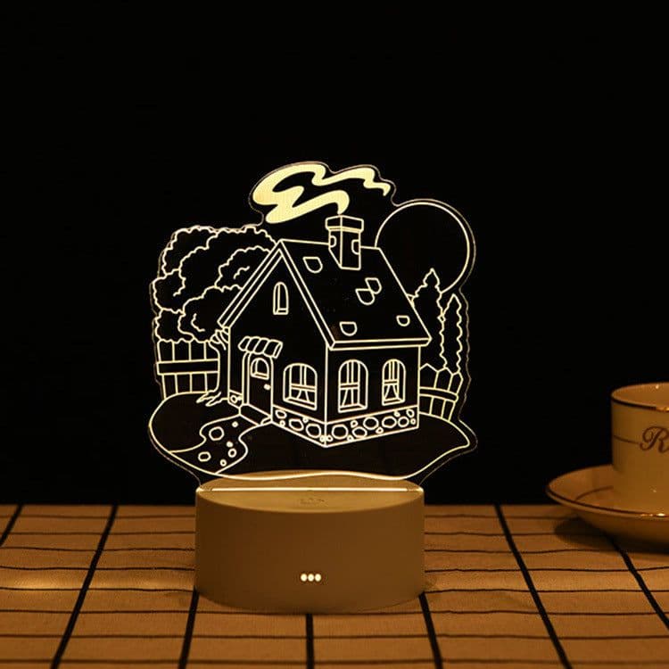 image-USB 3D Night Light Cartoon Acrylic LED Bedside Lamp Touch Control
