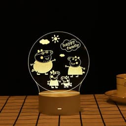 image-USB 3D Night Light Cartoon Acrylic LED Bedside Lamp Touch Control