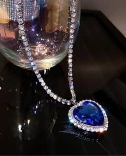 image-Titanic Ocean Heart Necklace Luxury Sapphire Heart Pendant