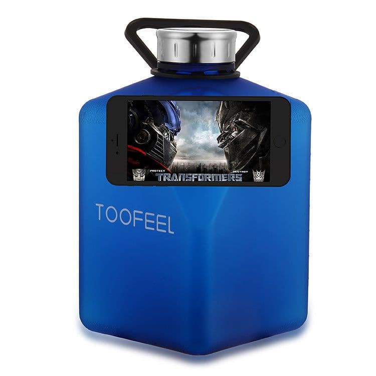 image-Tofeel 2.5L Sports Water Bottle with Phone Holder Black Plastic