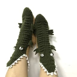 image-Christmas Crocodile Knitted Mid-Tube Wool Socks