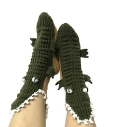 image-Christmas Crocodile Knitted Mid-Tube Wool Socks