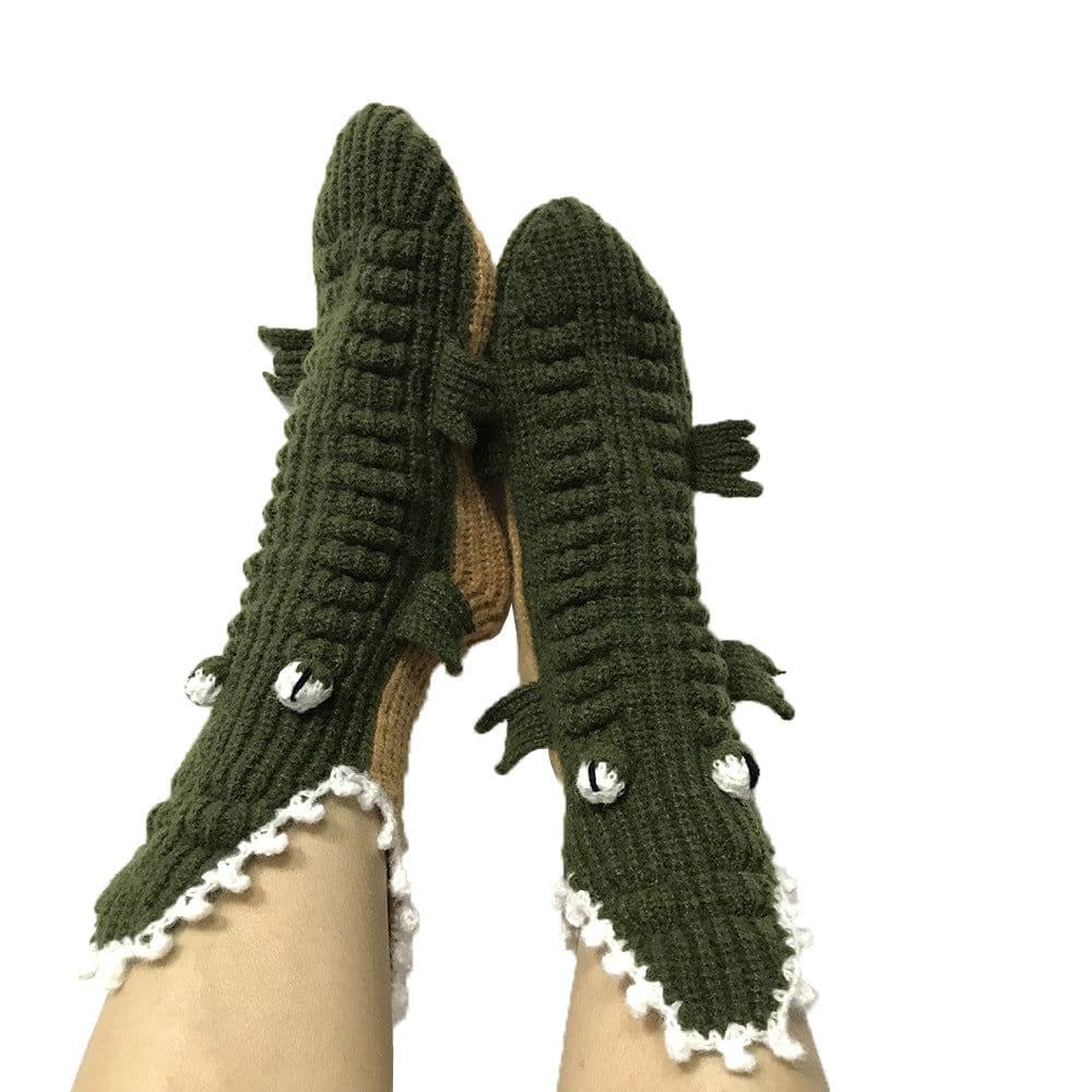 image-Christmas Crocodile Knitted Mid-Tube Wool Socks