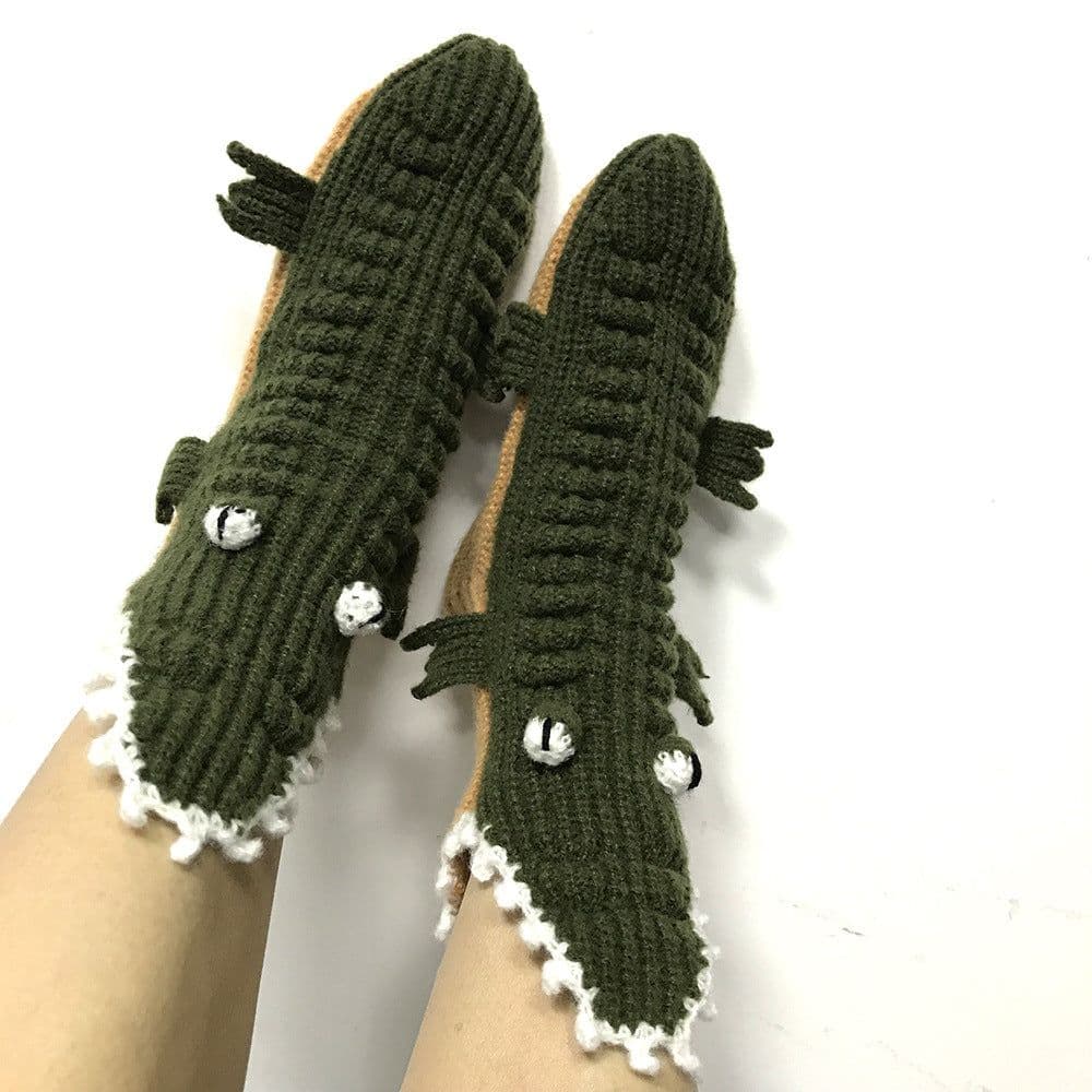 image-Christmas Crocodile Knitted Mid-Tube Wool Socks