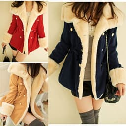 image-Women's Double-Breasted Wool Coat - Korean Style Slim Fit