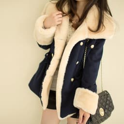 image-Women's Double-Breasted Wool Coat - Korean Style Slim Fit