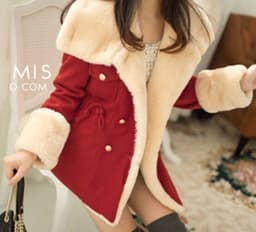 image-Women's Double-Breasted Wool Coat - Korean Style Slim Fit