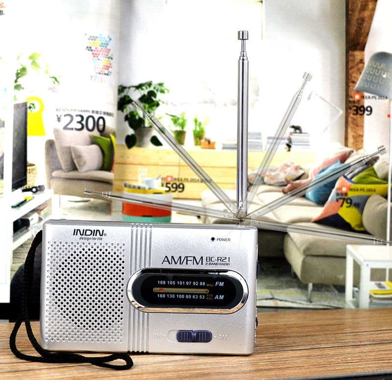 image-INDIN Portable AM/FM Radio BC-R21 Mini Stereo Pointer Tuning