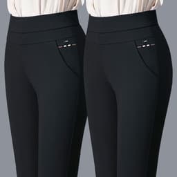 image-Women's High Waist Straight Casual Pants Polyester Ankle Length