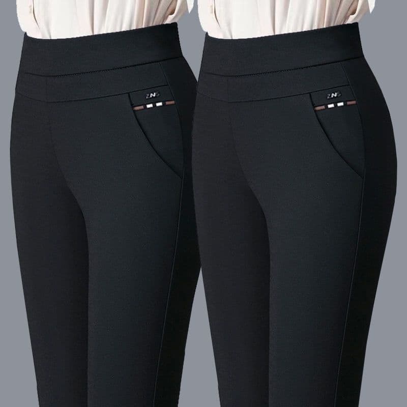 image-Women's High Waist Straight Casual Pants Polyester Ankle Length