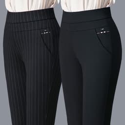 image-Women's High Waist Straight Casual Pants Polyester Ankle Length