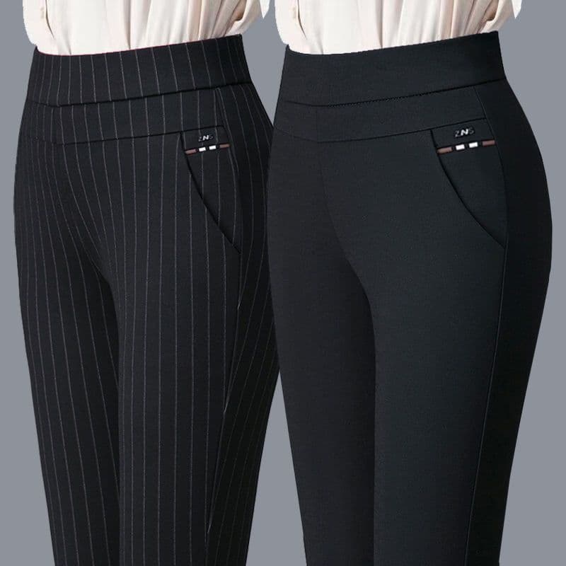 image-Women's High Waist Straight Casual Pants Polyester Ankle Length