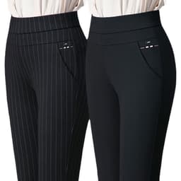 image-Women's High Waist Straight Casual Pants Polyester Ankle Length