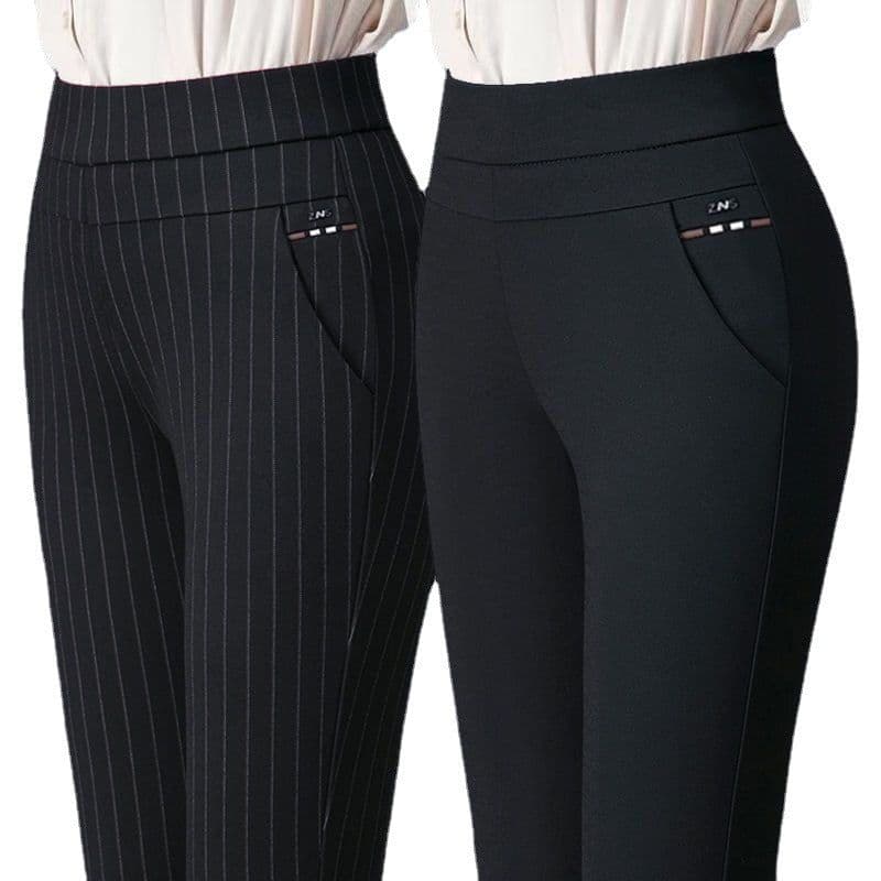 image-Women's High Waist Straight Casual Pants Polyester Ankle Length