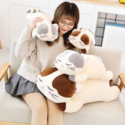 image-Creative Soft Cat Plush Toy 80cm Brown Elastic Fleece