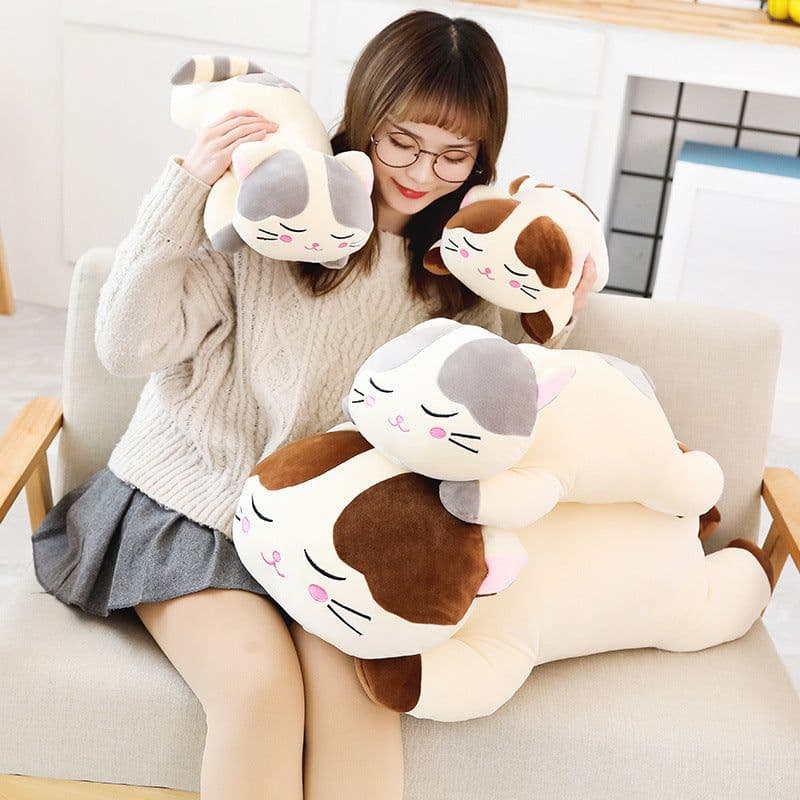 image-Creative Soft Cat Plush Toy 80cm Brown Elastic Fleece