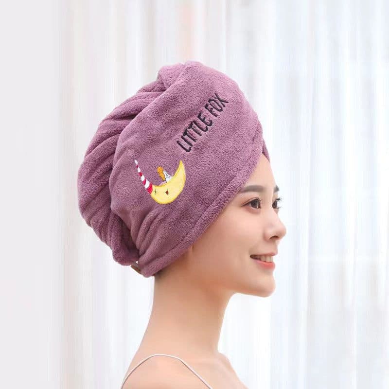 image-CozyYarn Coral Fleece Dry Hair Cap Towel Wrap 25x65cm