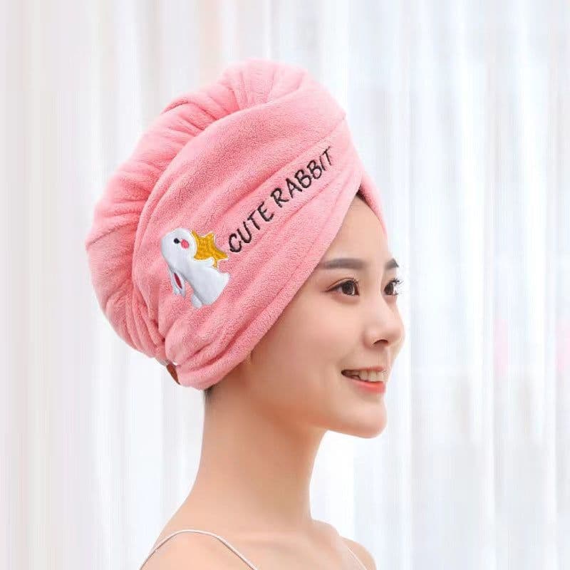 image-CozyYarn Coral Fleece Dry Hair Cap Towel Wrap 25x65cm