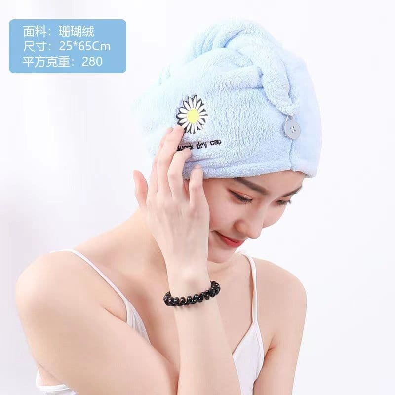 image-CozyYarn Coral Fleece Dry Hair Cap Towel Wrap 25x65cm