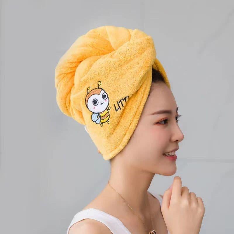 image-CozyYarn Coral Fleece Dry Hair Cap Towel Wrap 25x65cm