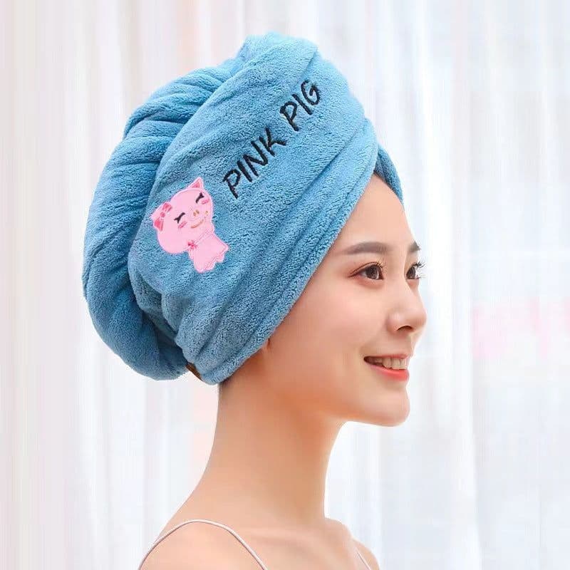 image-CozyYarn Coral Fleece Dry Hair Cap Towel Wrap 25x65cm