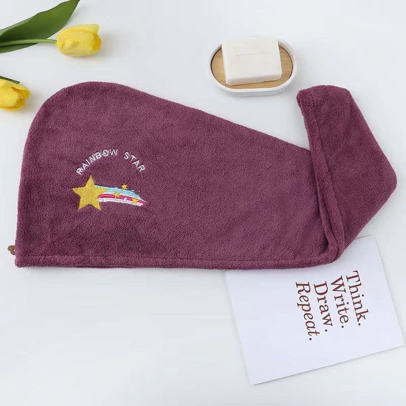 image-CozyYarn Coral Fleece Dry Hair Cap Towel Wrap 25x65cm