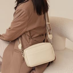 image-Women's PU Leather Crossbody Bag Small Square Shoulder Messenger Bag