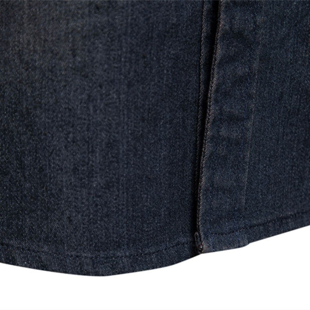 image-Men's Long Sleeve Denim Shirt Solid Color Casual Slim Fit