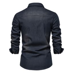 image-Men's Long Sleeve Denim Shirt Solid Color Casual Slim Fit